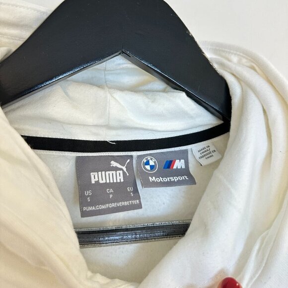 PUMA Unisex Oversized BMW Hoodie in White Size Small - Picture 4 of 9